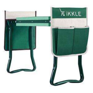 Garden Kneeler and Seat, Upgraded Folding Garden Bench Stool Portable Garden Kneeler Gardening Tools with 2 Free Tool Pouch, Detachable Belt, EVA Kneeling Pad, Pruning Shears, Ideal Gardening Gift